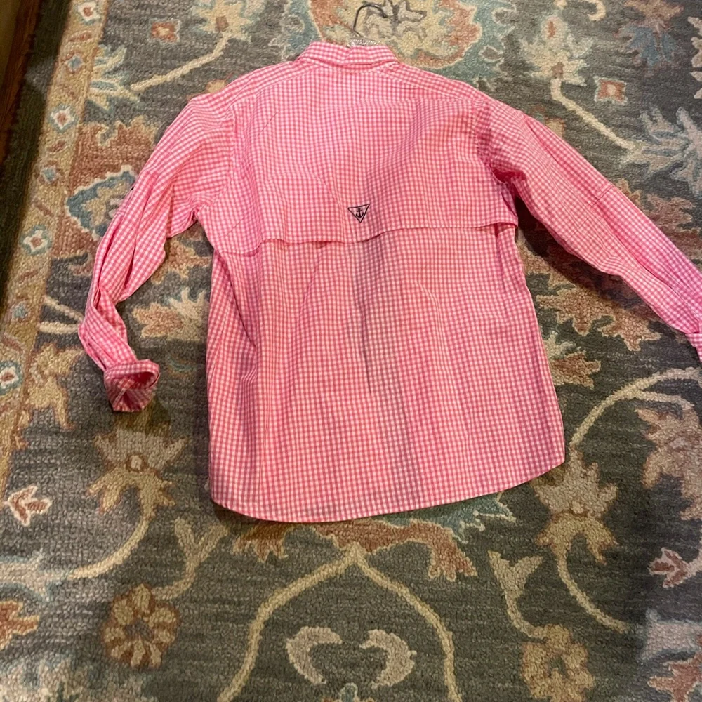 Simply Southern pink gingham long sleeve shirt. - Picture 4 of 4